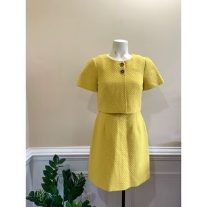 Karen Millen Yellow Textured Midi Dress